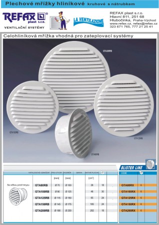 CELOHLINÍKOVÉ lakované mřížky vhodné pro montáž do zateplované fasády